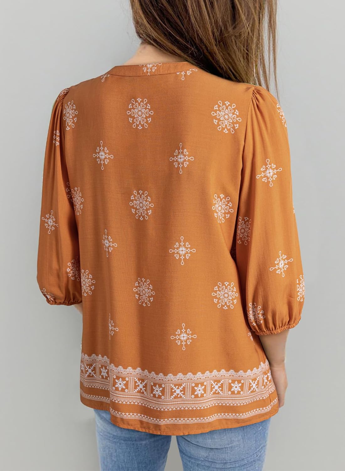Serena Blusa Donna – Floreale Boho, Scollo V, Peplum Babydoll, Casual Chic