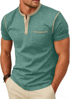 T-shirt Henley Matteo Homme – T-shirt décontracté à manches courtes avec boutons