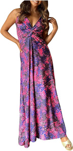 Giulia Robe Femme – Mini Robe d’Été, Col V, Décontractée Florale Plage