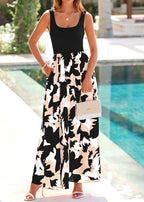Giulia Abito Donna Maxi Floreale – Scollo U, Senza Maniche, A-Line, Tasche Estivo