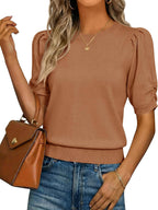 Elisa Maglia Donna – Top Knit con Maniche a Palloncino, Casual Elegante