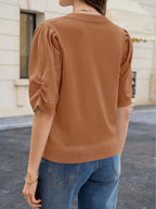 Elisa Maglia Donna – Top Knit con Maniche a Palloncino, Casual Elegante