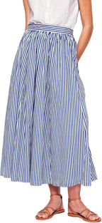 Jupe Marina Femme – Jupe Longue à Rayures Style Marin avec Poches