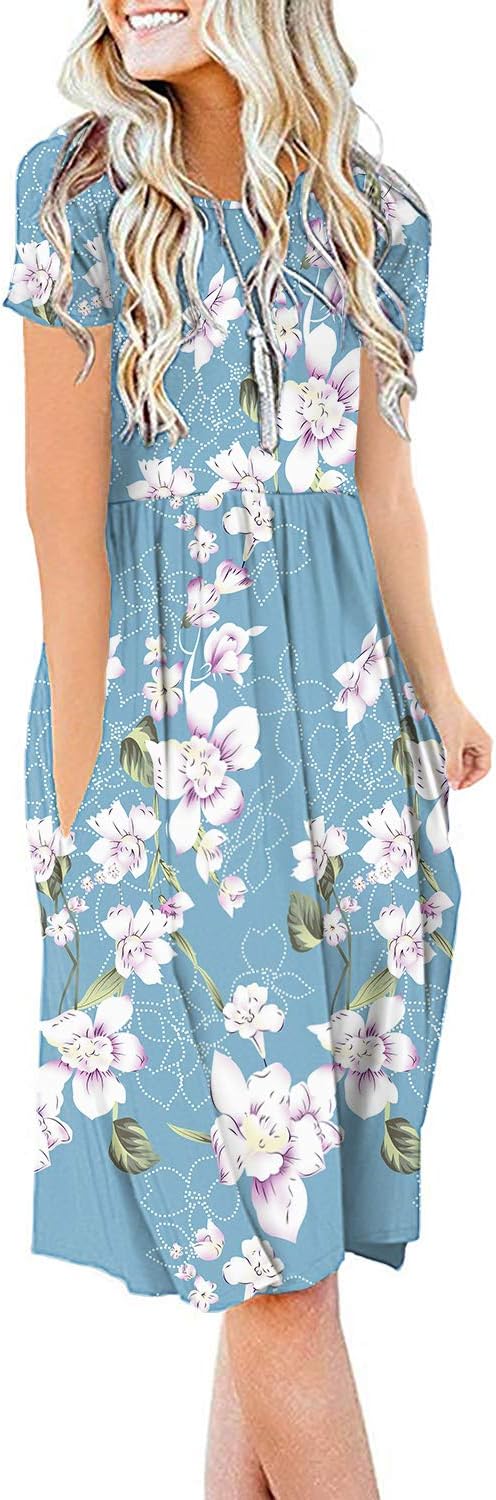 Marcela Abito Donna Casual – Vita Impero, Maniche Corte, A-Line, Tasche Estivo