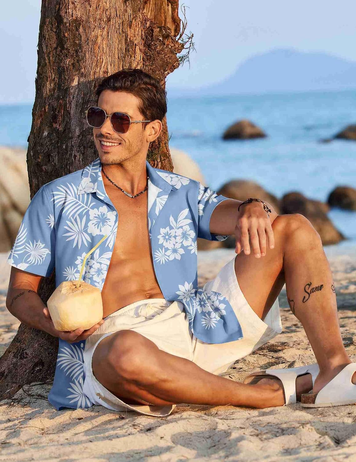 Camisa hawaiana para hombre Randy – Camisa tropical de verano con estampado floral
