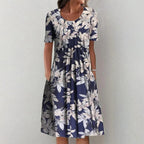 Elena Robe Femme – Robe Mini Bohème d'Été, Florale, Poches, Décontractée Plage