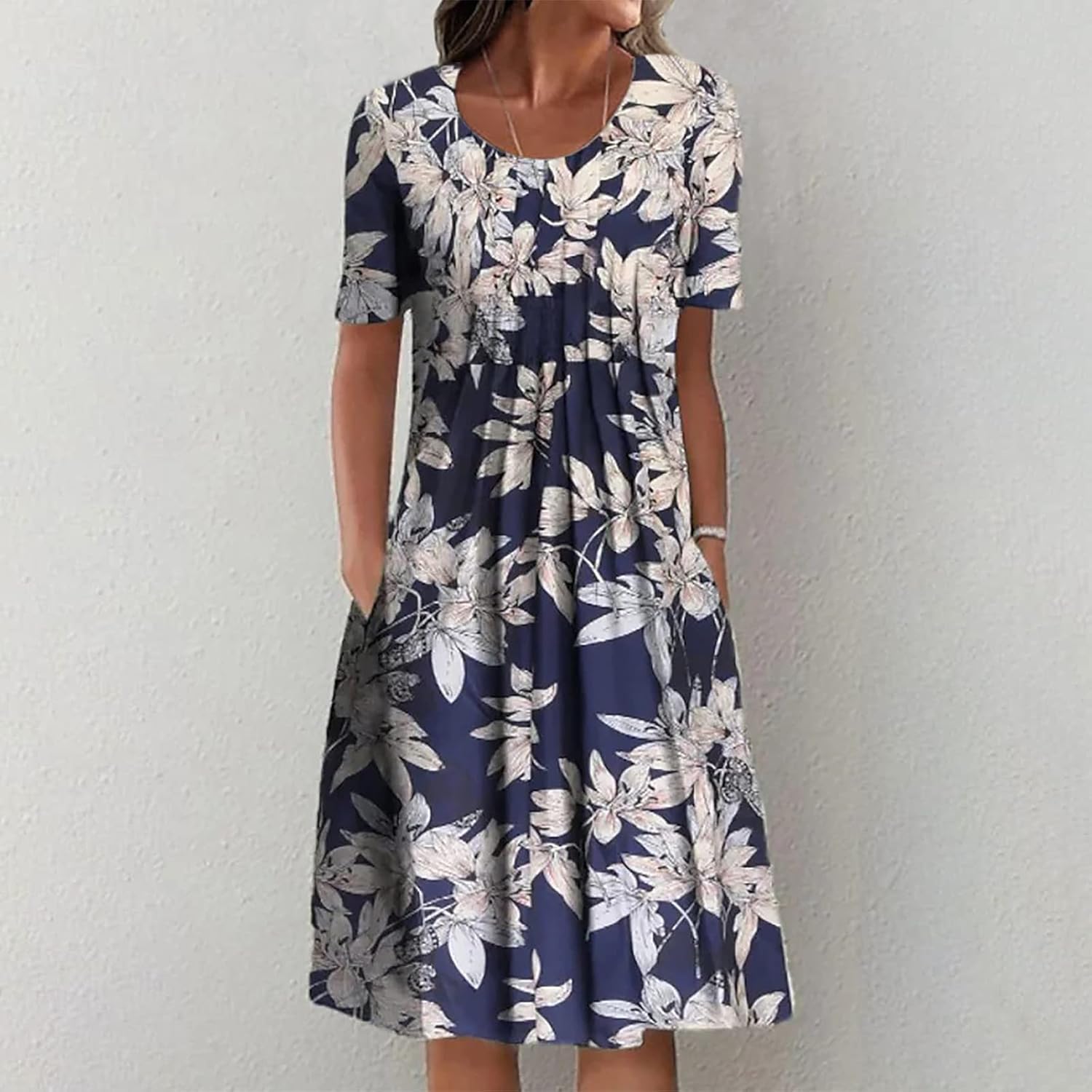 Elena Robe Femme – Robe Mini Bohème d'Été, Florale, Poches, Décontractée Plage