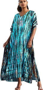 Isla Caftano Floral para Mujer – Vestido Maxi Boho de Playa con Escote en V