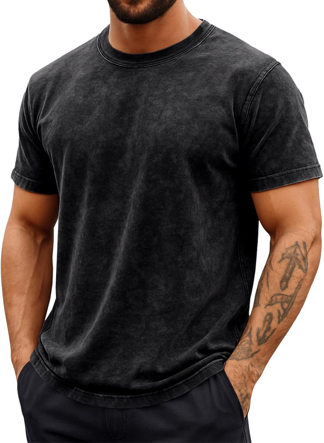 Camiseta Vintage para Hombre Ben – Camiseta de Algodón 100% con Efecto Acid Wash