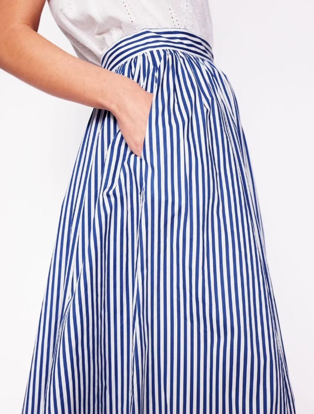 Jupe Marina Femme – Jupe Longue à Rayures Style Marin avec Poches