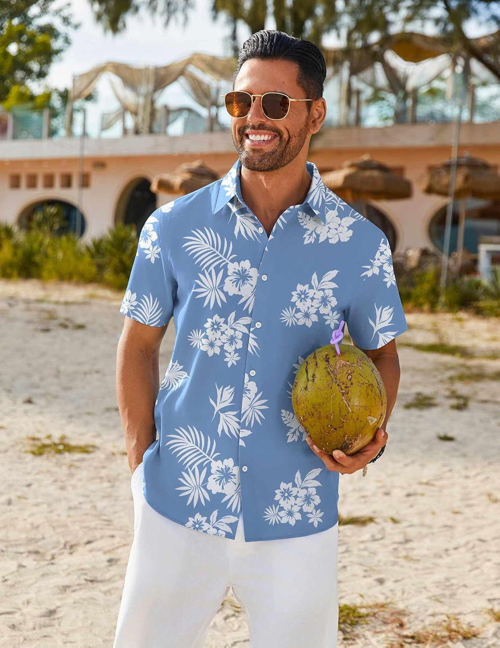 Randy Camicia Hawaiana da Uomo – Camicia Tropicale Estiva con Stampa Floreale