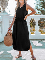 Camilla Vestito Maxi da Spiaggia Donna – Abito Elegante con Spacco e Vita Elasticizzata