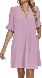 Skylar Abito Donna – Vestito Camicia Scollo V, Tasche, Linea A Casual Elegante