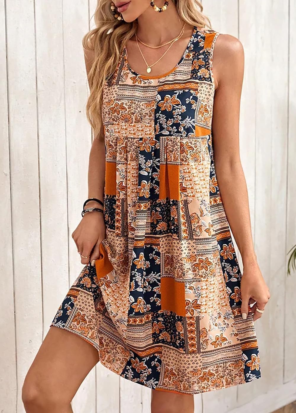 Luna Vestito Boho Estivo da Donna – Abito Floreale Senza Maniche Casual da Spiaggia