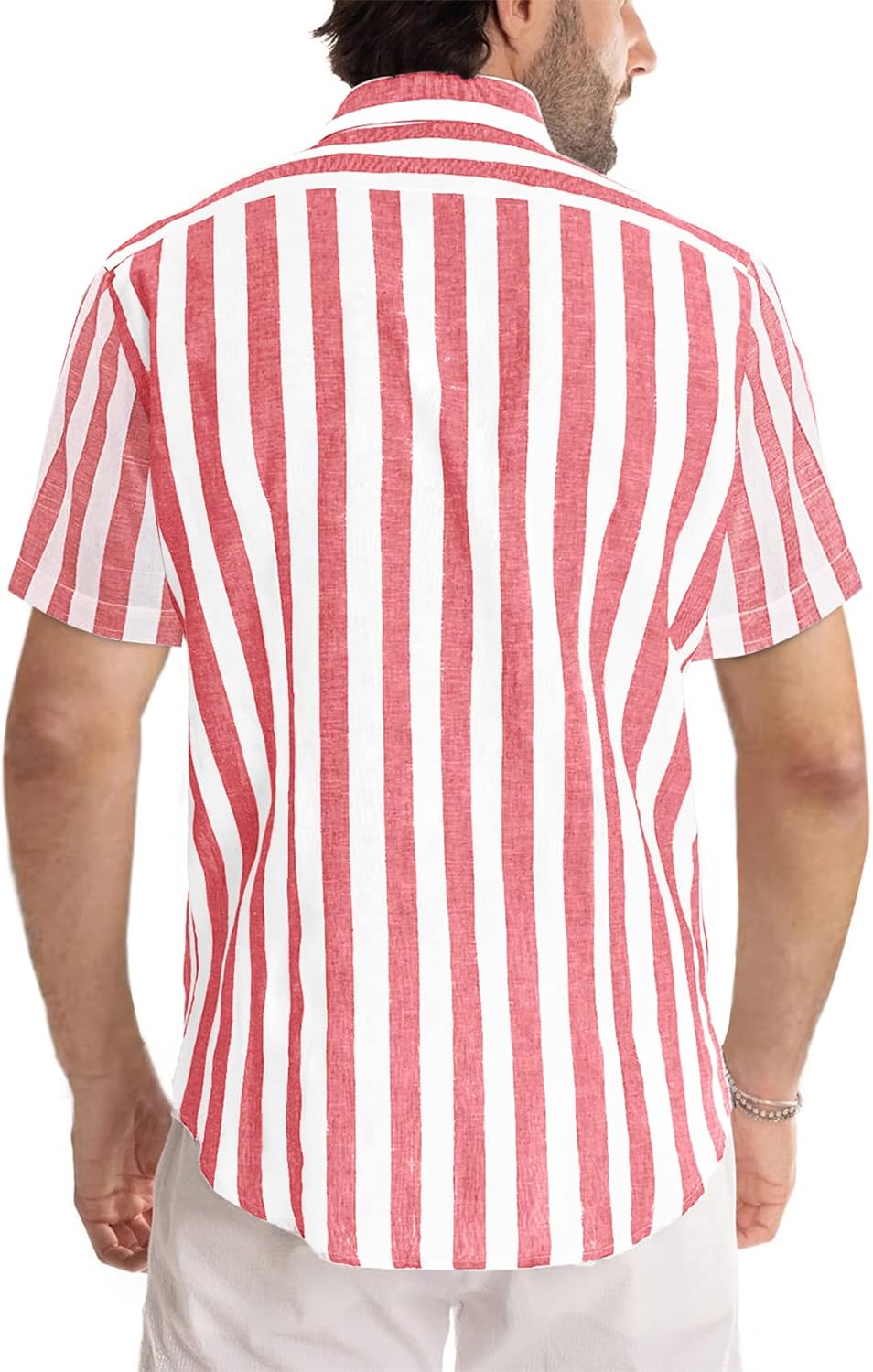Luca Camisa de Rayas para Hombre – Camisa Casual de Verano de Manga Corta