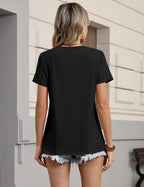 Giada Women's Basic Top – Crew Neck T-Shirt, Short Sleeves, Stretch Casual Top
