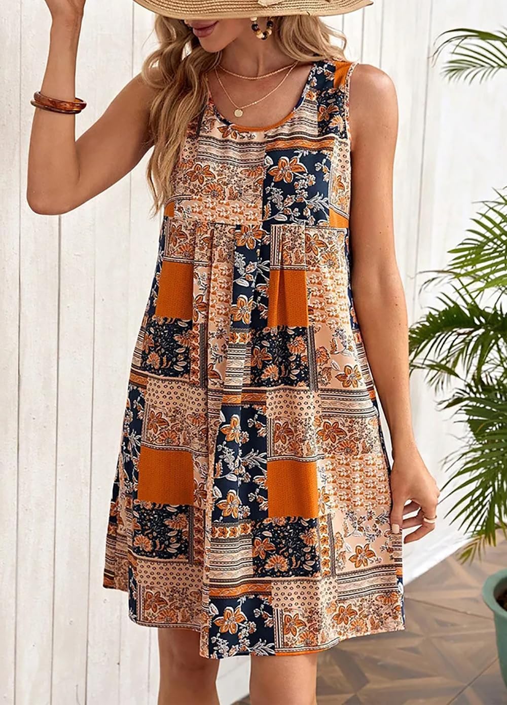 Luna Vestito Boho Estivo da Donna – Abito Floreale Senza Maniche Casual da Spiaggia