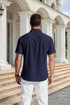 Camisa de hombre Andrew sin planchar – Camisa casual elegante de manga corta con bolsillo
