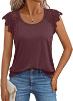 Sofia Maglia Donna Pizzo – Maniche Corte, Girocollo, Top Elegante Casual Estivo