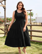 Harra Robe Femme Maxi Grande Taille – Col Carré, Smock, Ligne A Estivale