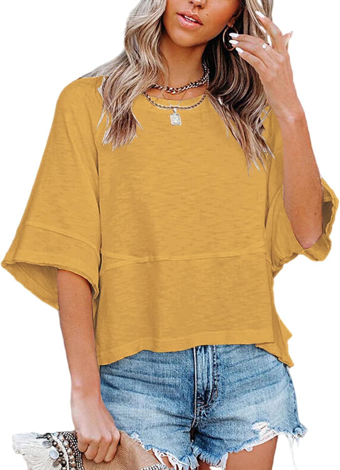 Elena Maglia Donna Estiva – Maniche Pipistrello, Girocollo, Oversize Casual