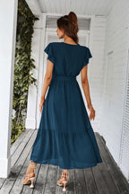 Valentina Vestido Boho para Mujer – Vestido Maxi Floral con Escote en V y Cinturón