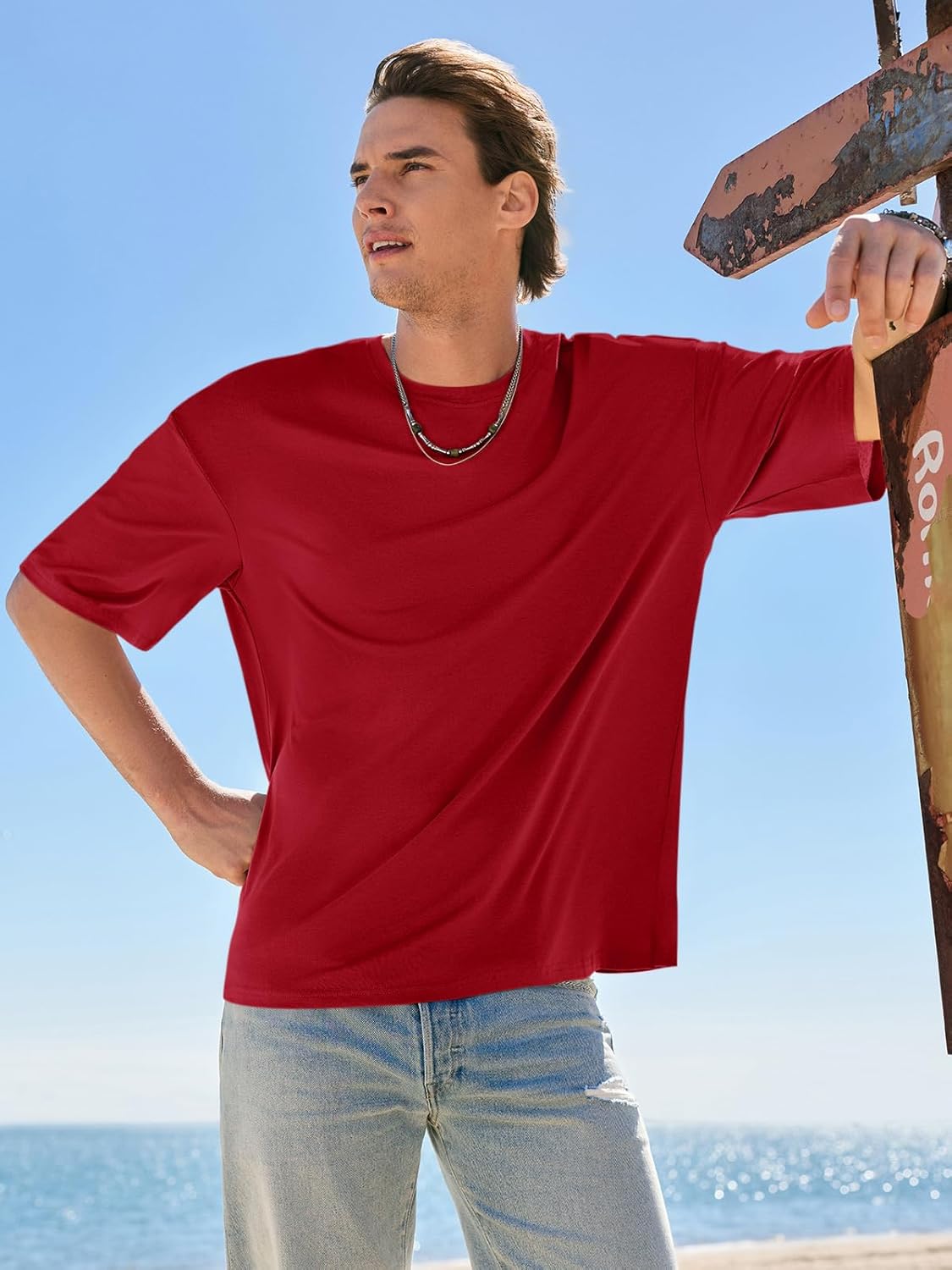 T-shirt oversize Luca pour homme en coton – T-shirt décontracté col rond style urbain