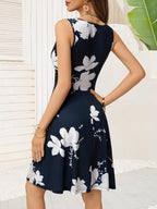 Marriane Robe Femme Florale – Encolure V Profonde, Sans Manches, Poches Estival