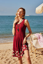 Aurora Women's Summer Midi Dress – Casual Sleeveless Floral Beach Dress