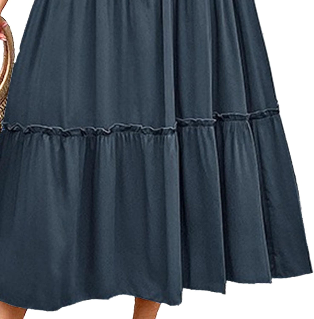 Olivia Robe Maxi d'Été pour Femme – Robe Fluide avec Bretelles Élastiques et Volants