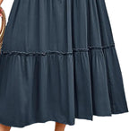 Olivia Robe Maxi d'Été pour Femme – Robe Fluide avec Bretelles Élastiques et Volants