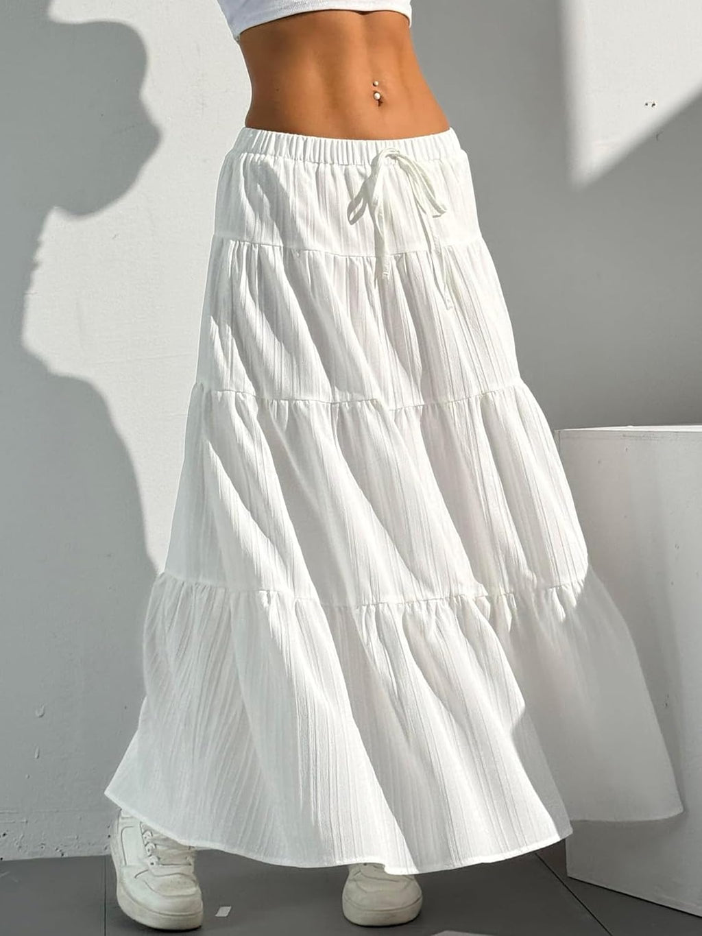 Jupe longue maxi bohème Isabella pour femme – Jupe longue à volants avec taille élastiquée
