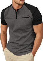 Marco T-Shirt Henley da Uomo – Maglietta in Cotone con Bottoni e Taschino