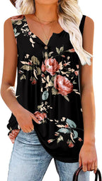 Giulia Top Femme – Débardeur Col V, Boutons Henley, Style Flowy Décontracté