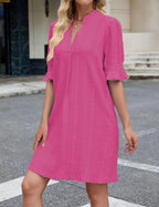 Samantha Abito Camicia Donna – Vestito Estivo Casual con Scollo a V e Maniche Corte