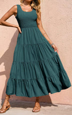 Sophie Vestito Maxi Boho da Donna – Abito Lungo Estivo Smock Elegante Senza Maniche