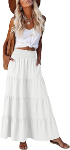 Valentina Gonna Maxi Donna Boho – Gonna Lunga Fluida a Vita Alta con Tasche