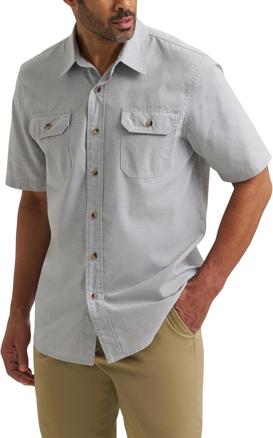 Luca Camisa Clásica para Hombre – Camisa Casual de Manga Corta con Bolsillos