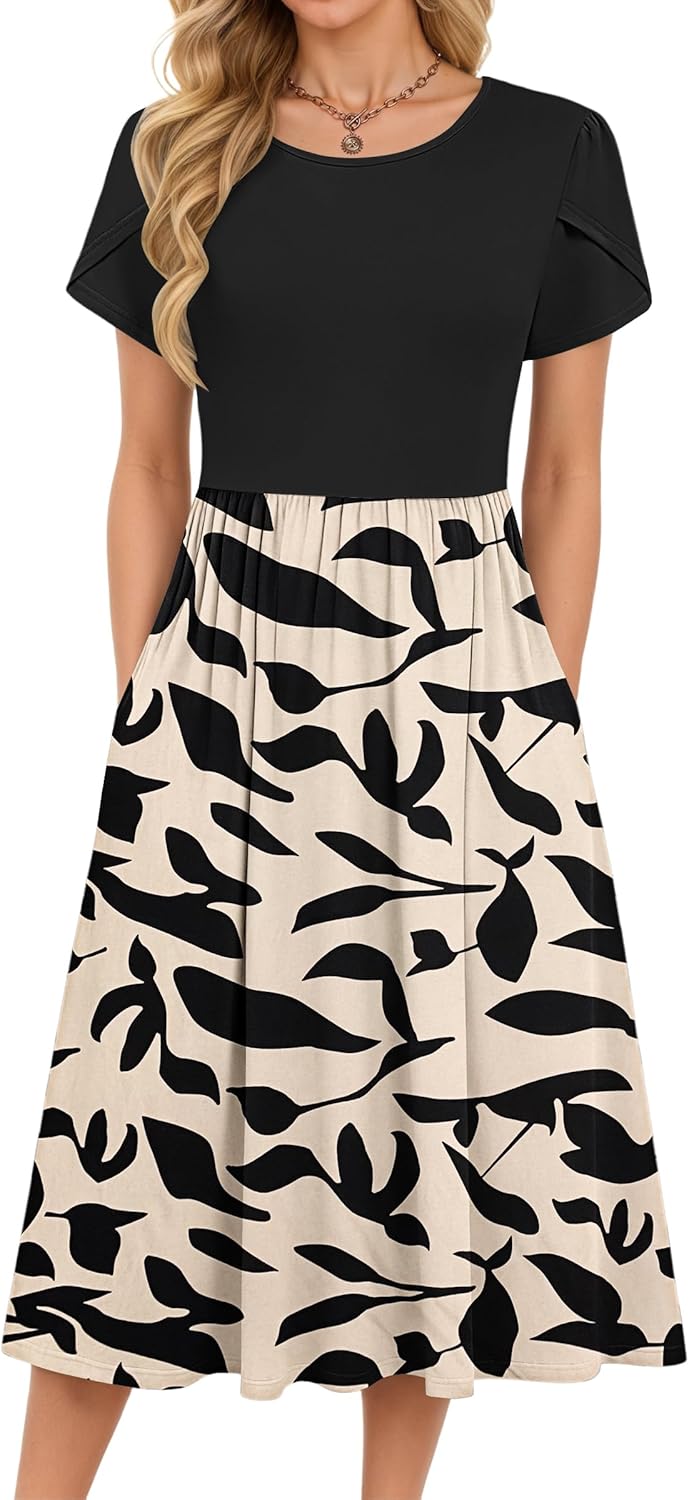 Sophie Abito Estivo Donna – Vestito Midi A-Line con Maniche Corte e Tasche
