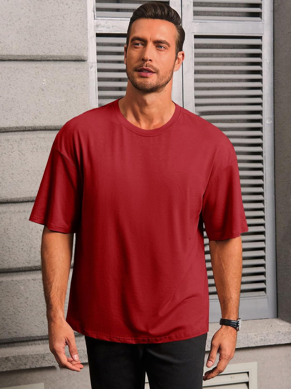 T-shirt oversize Luca pour homme en coton – T-shirt décontracté col rond style urbain