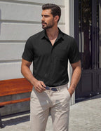 Joseph Men's Stretch Shirt – Summer Short Sleeve Shirt with Pocket