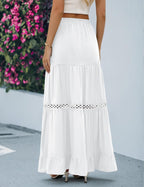 Jupe Edith Gonna Maxi Donna Boho – Jupe Longue en Coton avec Détails en Dentelle Crochet