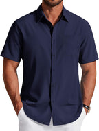 Camisa de hombre Andrew sin planchar – Camisa casual elegante de manga corta con bolsillo