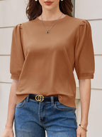 Elisa Maglia Donna – Top Knit con Maniche a Palloncino, Casual Elegante