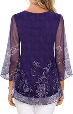 Giada Blusa Donna – Scollo Quadrato, Maniche 3/4 Volant, Tunica Chiffon Elegante
