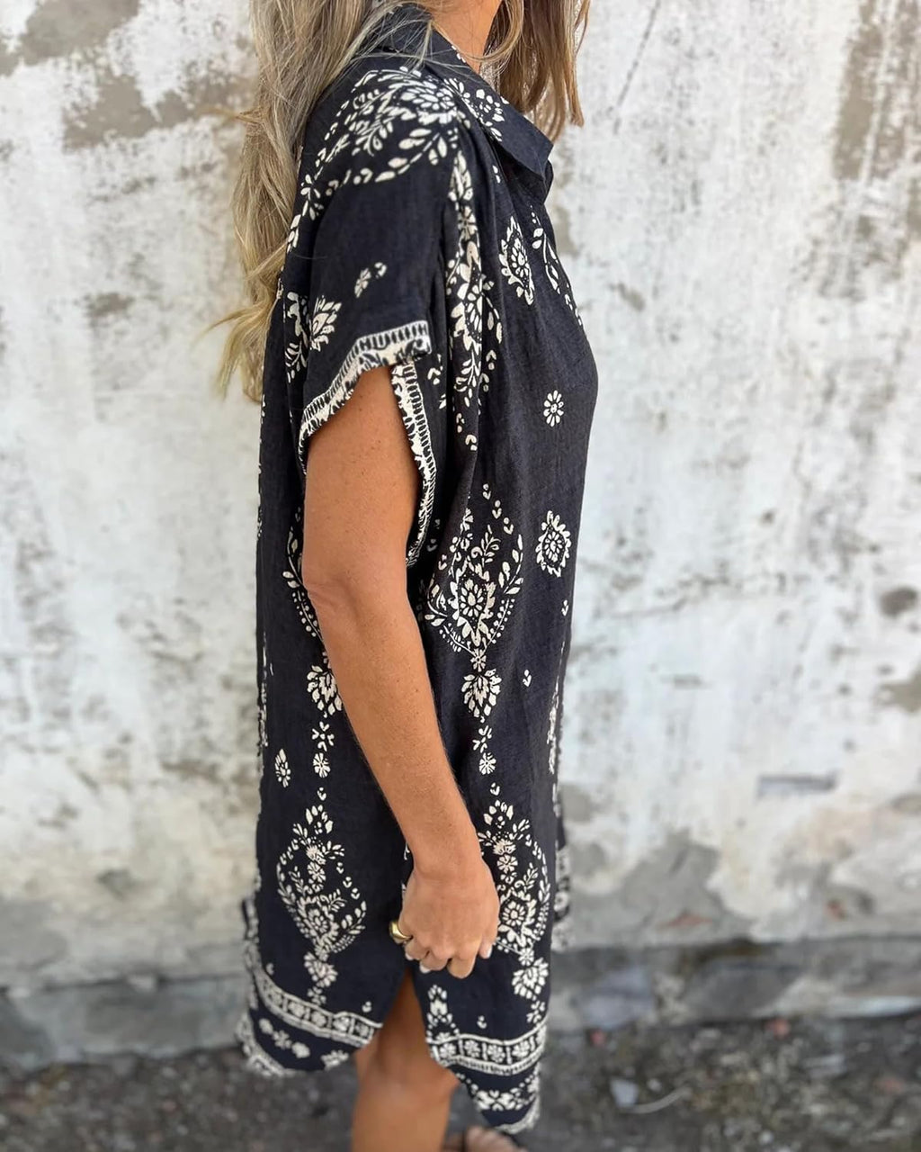 Serenity Abito Camicia Donna Bsubseach – Vestito Estivo Floreale in Lino con Bottoni e Tasche