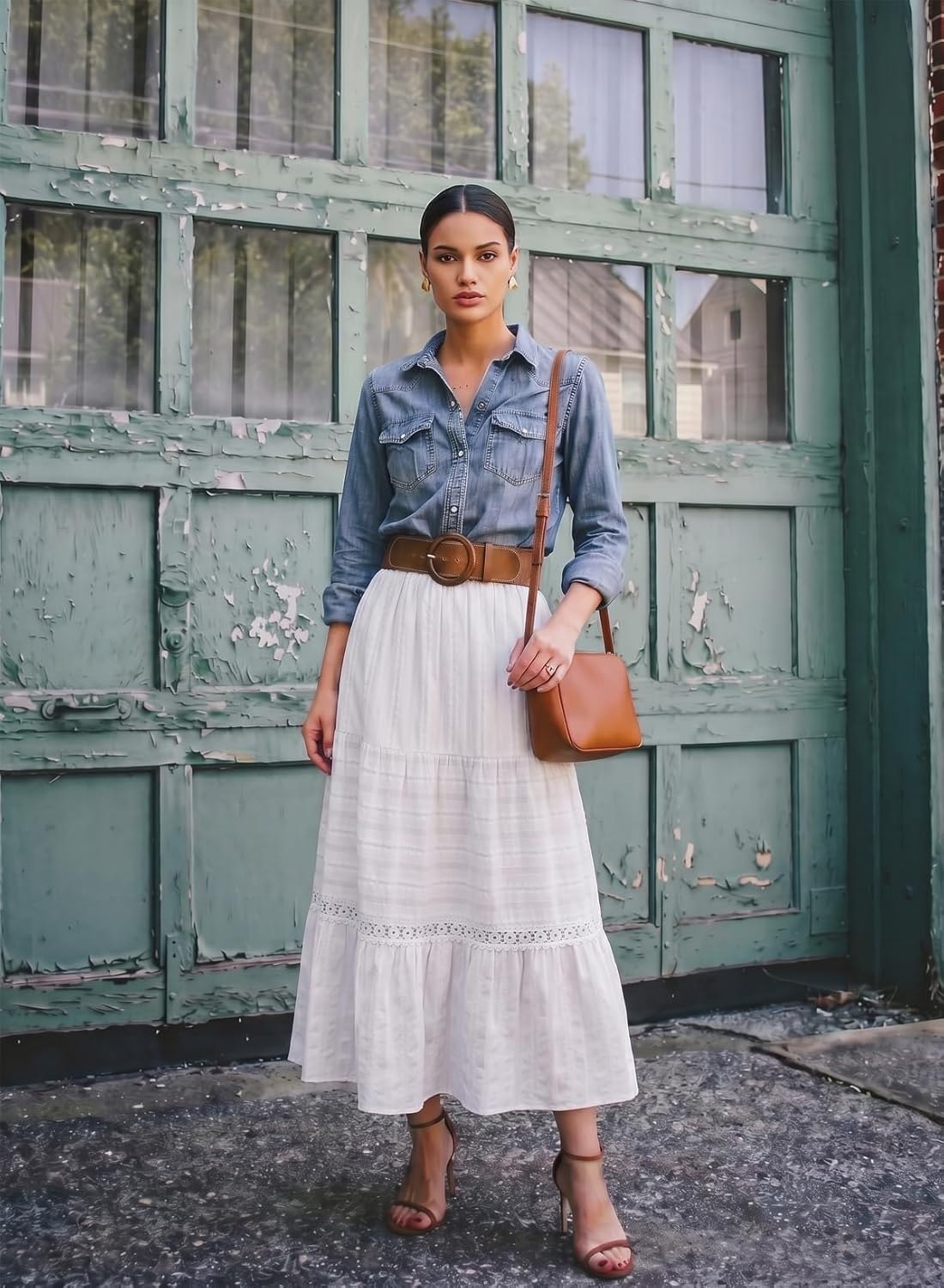 Breilla Falda Maxi para Mujer Boho – Falda Larga de Algodón con Detalles en Encaje Crochet