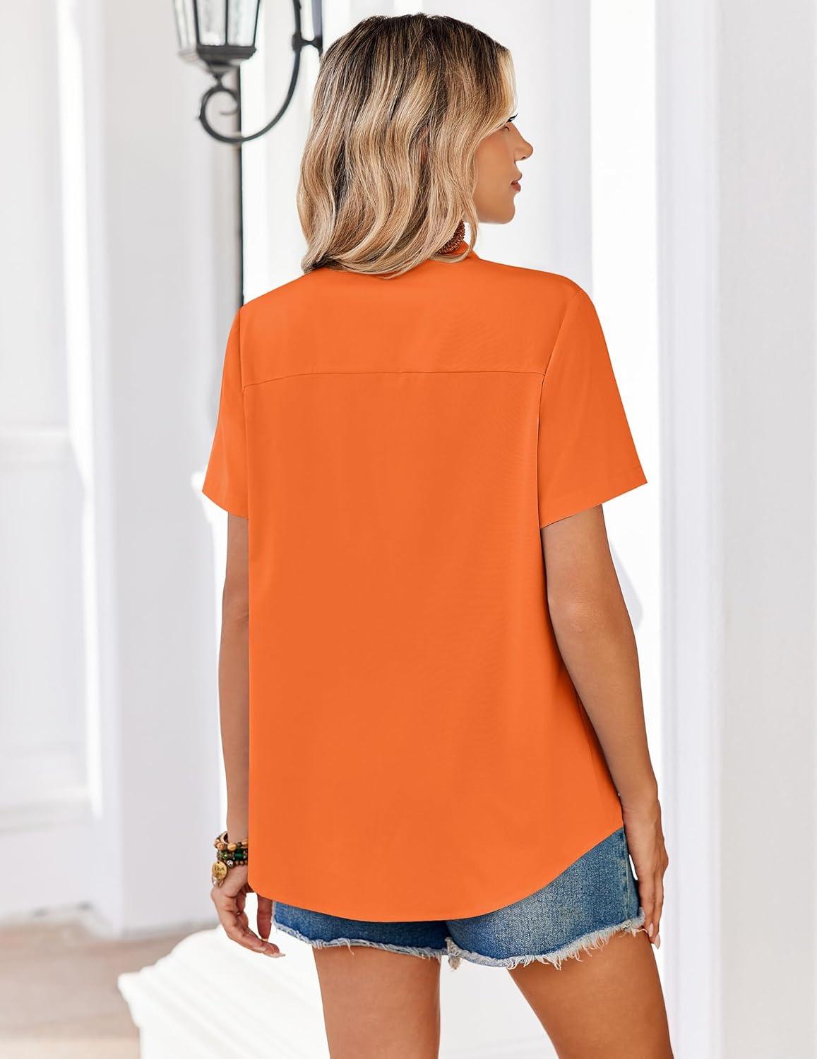 Alessia Chemise Femme – Boutons, Manches Courtes, Élégant Décontracté Bureau Léger