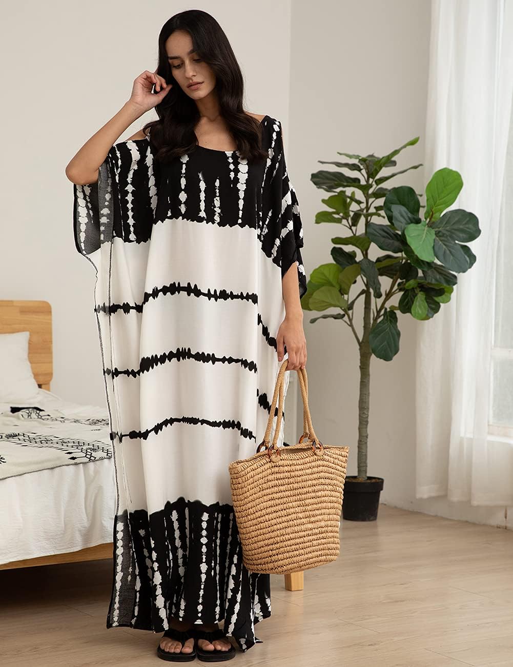 Layla Women's Beach Caftan – Long Boho Oversized Summer Kaftan Dress