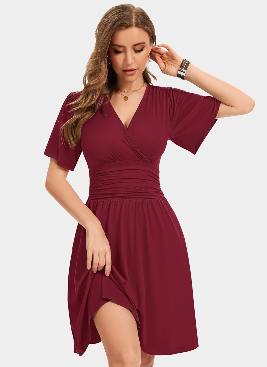 Aileen Abito Estivo Donna – Vestito con Scollo a V, Maniche a Volant e Tasche